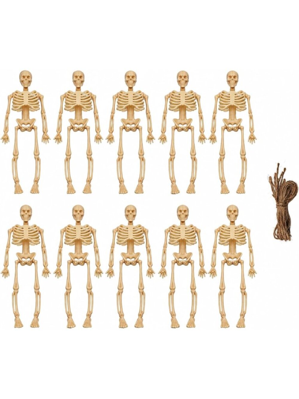 10 Pcs Skeleton Ornaments Hanging Beige 14.5 cm Halloween Decor Spooky Skeleton